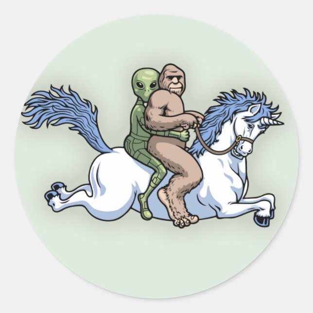 Bigfoot, Alien, Einhorn Runder Aufkleber (Vorderseite)