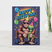 Bigfoot Alien Geburtstagskarte Lustige Kryptozoolo