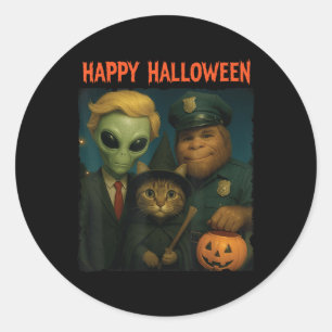Bigfoot-Alien-Katze Lustiger Halloween-Streich Tür Runder Aufkleber