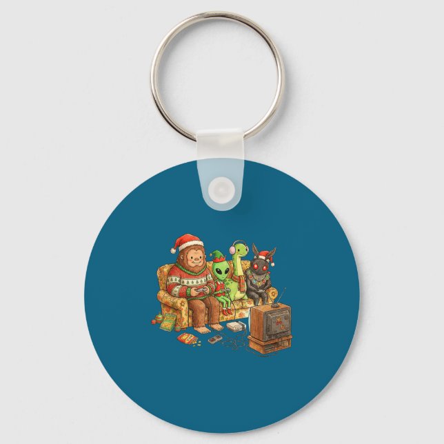 Bigfoot Alien Nessie Mothman Retro Gaming Christma Schlüsselanhänger (Vorderseite)