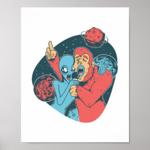 Bigfoot Alien Sasquatch Funny Camping Geschenk Poster