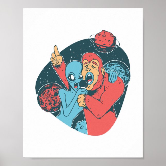 Bigfoot Alien Sasquatch Funny Camping Geschenk Poster (Vorne)