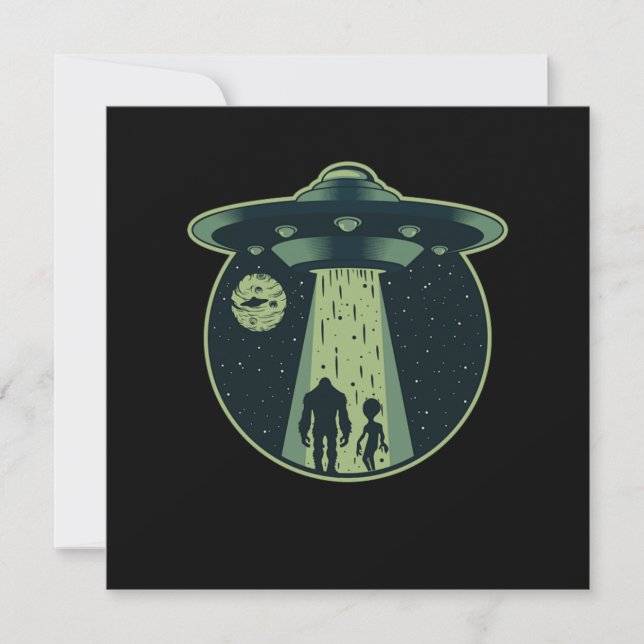 Bigfoot Alien Sasquatch UFO Entführung Außerirdisc Einladung (Vorderseite)