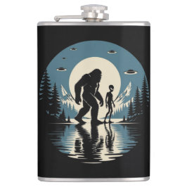 Bigfoot Alien UFO Kryptiden Lederflasche Flachmann