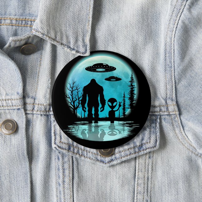 Bigfoot Alien UFO Offenlegung Verschwörung Geschen Button (Beispiel)