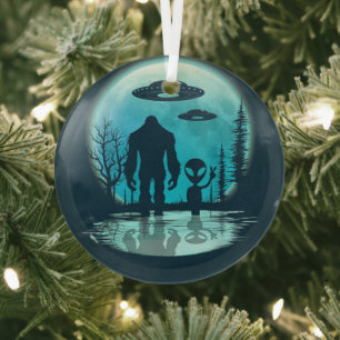 Bigfoot Alien UFO Ornament Aus Glas