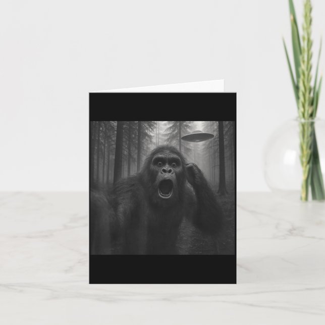 Bigfoot Alien Ufo Selfie Funny Sasquatch Meme Men  Karte (Vorderseite)