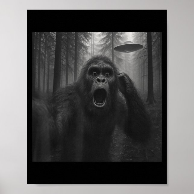 Bigfoot Alien Ufo Selfie Funny Sasquatch Meme Men  Poster (Vorne)