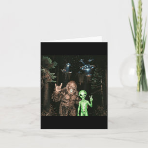 Bigfoot Alien Ufo Selfie Lustiger Sasquatch Meme M Karte