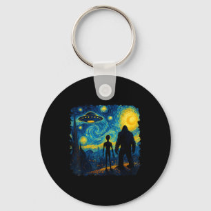 Bigfoot Alien Ufo Van Gogh Sternennacht Sasquatch  Schlüsselanhänger