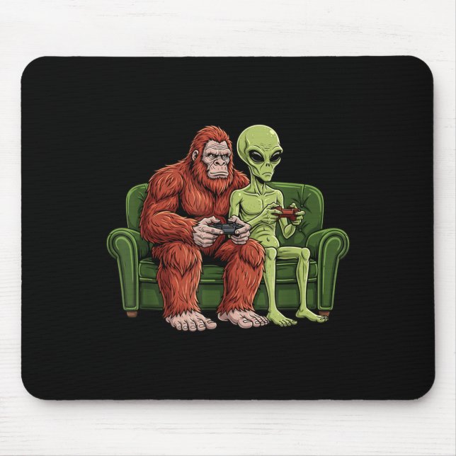 Bigfoot Alien Video Games Gaming Sasquatch Ufo Men Mousepad (Vorne)