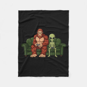 Bigfoot Alien Videospiele Gaming Sasquatch Ufo Män Fleecedecke