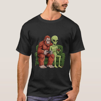 Bigfoot-Alien-Videospiele Gaming Sasquatch UFO-Män T-Shirt