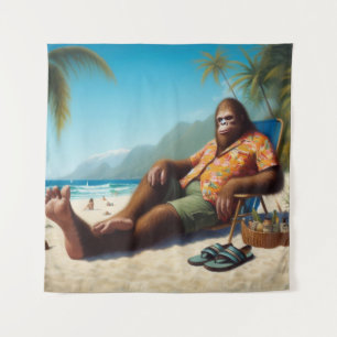 Bigfoot am Strand Wandteppich