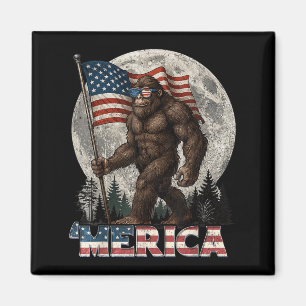 Bigfoot American Flag Funny 4. Juli Men Rock S Magnet