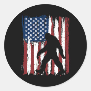 Bigfoot American Flag Funny 4. Juli Patriotic Runder Aufkleber