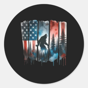 Bigfoot American Flag Sasquatch Patriotic 4. J Runder Aufkleber
