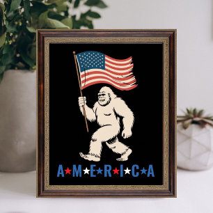 Bigfoot Amerika Patriotisch Lustig Sasquatch USA W Poster