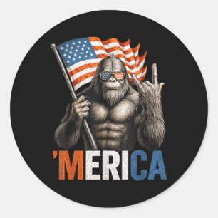 Bigfoot Amerika Patriotischer Sasquatch Rockt Amer Runder Aufkleber