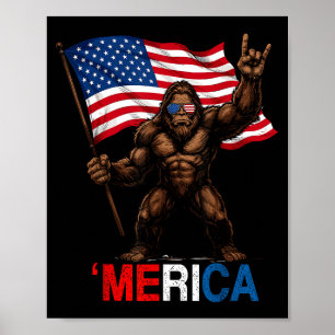 Bigfoot Amerika rock amerikanische Flagge patrioti Poster