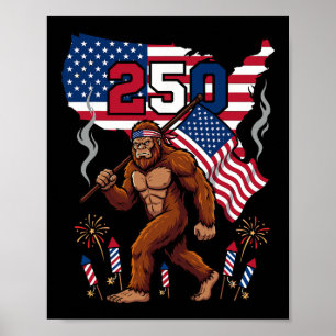 Bigfoot Amerikanische Flagge 250. 1776 2026 Patrio Poster