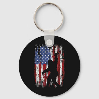 Bigfoot Amerikanische Flagge 4. Juli Patriotisch 1 Schlüsselanhänger