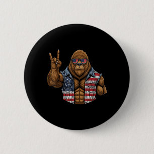 Bigfoot Amerikanische Flagge Rot Weiß Blau Patriot Button