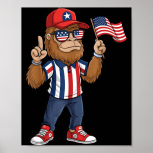 Bigfoot Amerikanische Flagge Rot Weiß Blau Patriot Poster