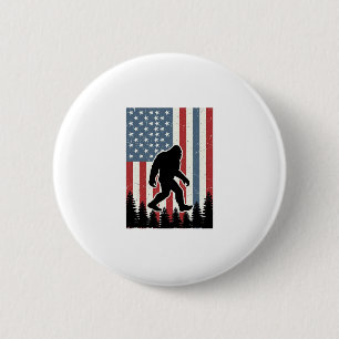 Bigfoot Amerikanische Flagge Vintage Vektor-Shirt- Button