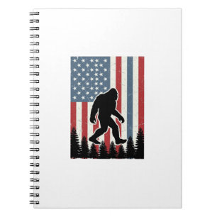Bigfoot Amerikanische Flagge Vintage Vektor-Shirt- Notizblock