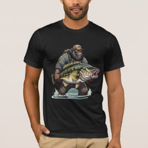 Bigfoot-Angeln-Barsch-Fisch-Sasquatch-Yeti-Angler T-Shirt