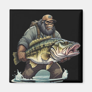 Bigfoot-Angeln-Barsch-Fisch Sasquatch Yeti im See Magnet