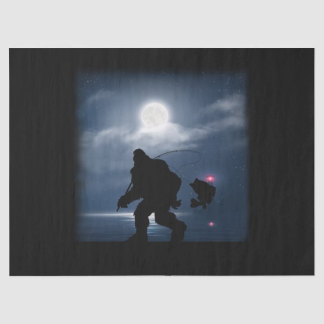 Bigfoot Angeln Sasquatsch und Fischnacht Fisch Seidenpapier (Vorderseite)