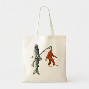 Bigfoot Angeln Sasquatsch und Fischsee Trou Tragetasche