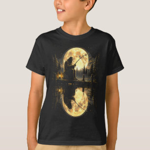 Bigfoot-Angeln Vollmond See Reflexion Outdoor  T-Shirt