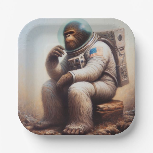 Bigfoot Astronaut Pappteller (Vorderseite)