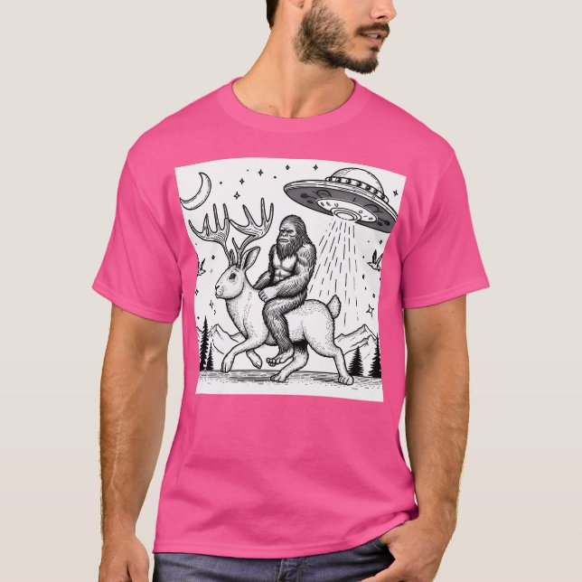 Bigfoot auf einer Jackalope T-Shirt (Vorderseite)