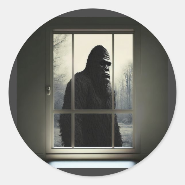 Bigfoot außerhalb meines Fensters! Runder Aufkleber (Vorderseite)