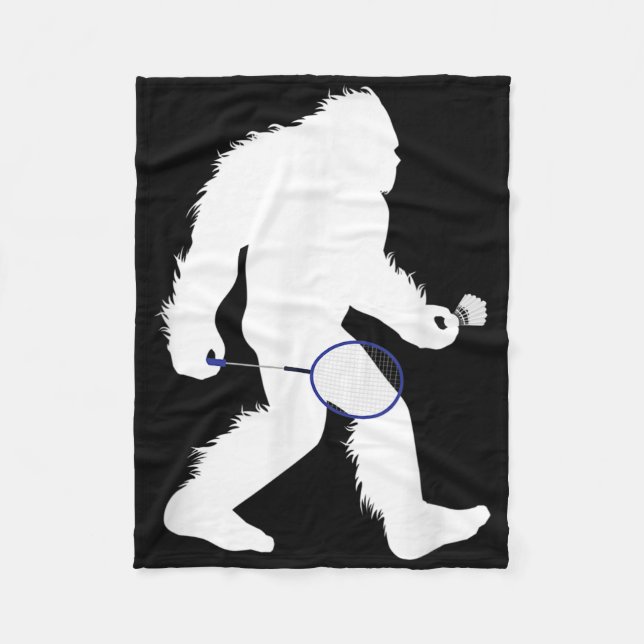 Bigfoot Badminton Player Sasquatch Shuttle Fleecedecke (Vorderseite)