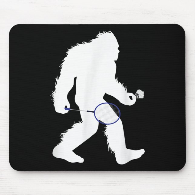 Bigfoot Badminton Player Sasquatch Shuttle Mousepad (Vorne)