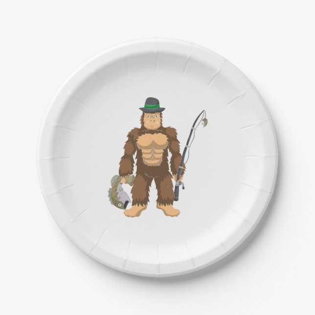 Bigfoot Bass Fishing Sasquatch Fischer Pappteller (Vorderseite)