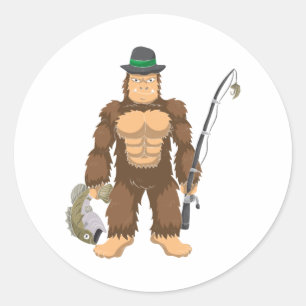 Bigfoot Bass Fishing Sasquatch Fischer Runder Aufkleber