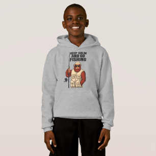 Bigfoot Behielt Ruhe und gehen Fischen Funny Hoodie