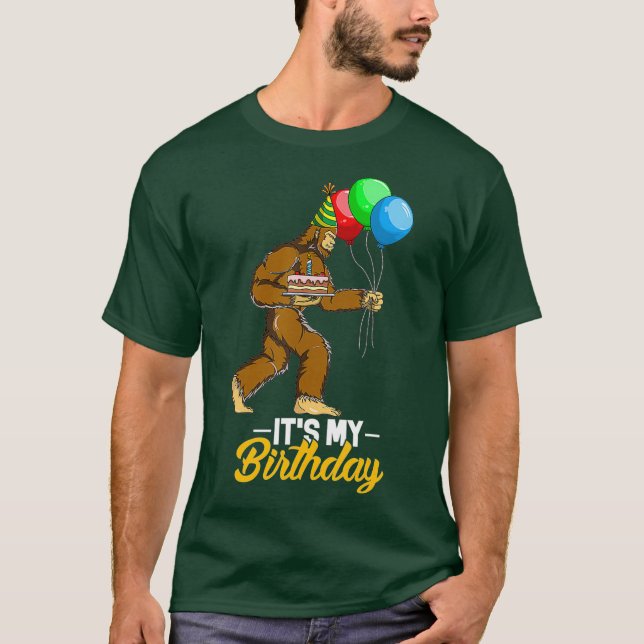 Bigfoot Birthday Cake Balloons Sasquatch Yeti T-Shirt (Vorderseite)