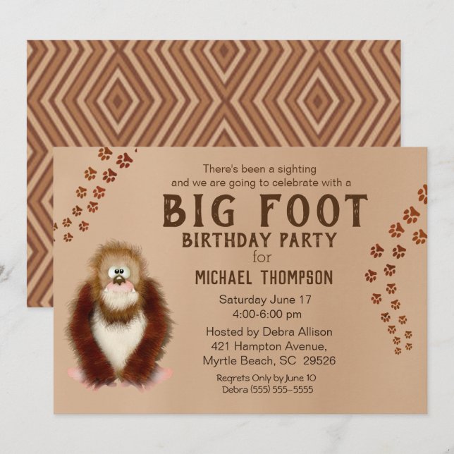 Bigfoot Birthday Party Einladungen (Vorne/Hinten)