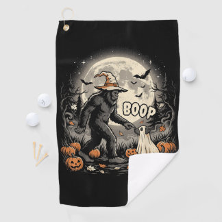 Bigfoot Boop Dog Retro Halloween Sasquatch Golfhandtuch