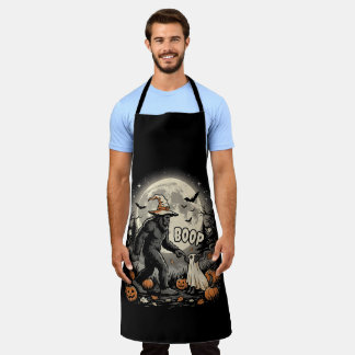 Bigfoot Boop Dog Retro Halloween Sasquatch Schürze