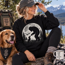 Bigfoot Boop Lustiges Kryptid Mond Wald Schwarz