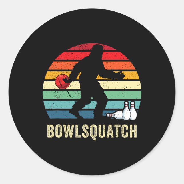 Bigfoot-Bowling-Geschenk Sasquatch-Geschenke Bowle Runder Aufkleber (Vorderseite)