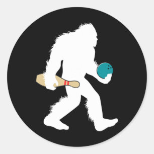 Bigfoot Bowling Lustiger Sport Bahn Sasquatch Bowl Runder Aufkleber